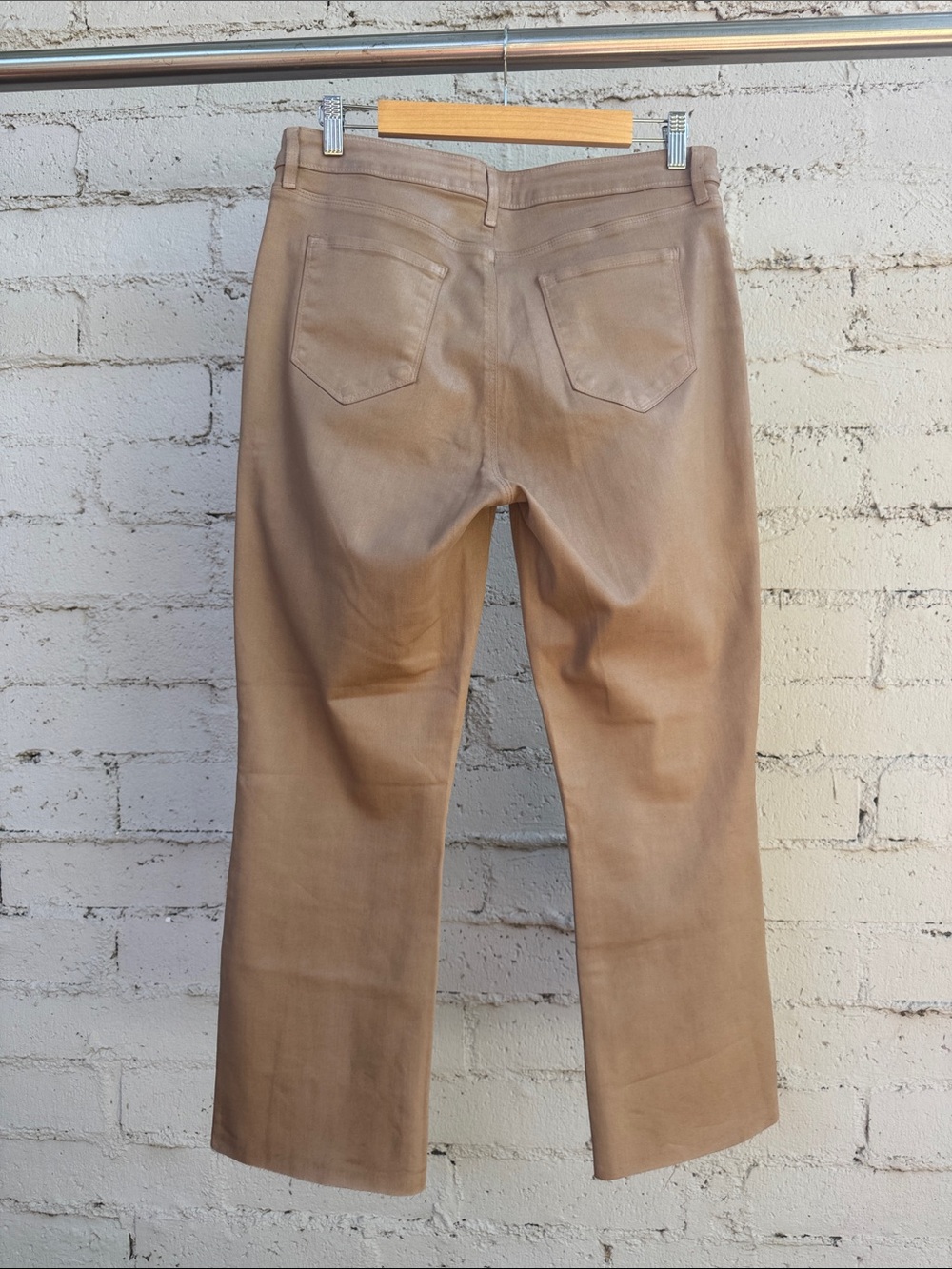 L'AGENCE Kendra High Rise Crop Flare Cappuccino Coated Jeans Size 32 - Picture 6 of 15